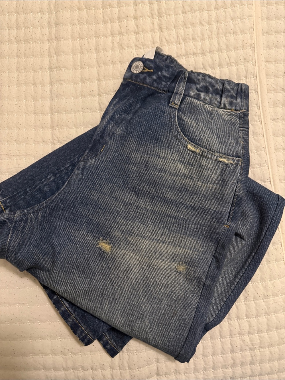 HALARA Mid Rise Denim Print French Terry Casual Sweatpants Jeans with Pockets - Picture 4 of 5